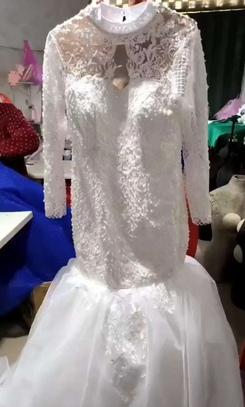 Vestido De novia con Apliques De encaje personalizado, ilusión africana, vestido De novia De manga larga con falda desmontable