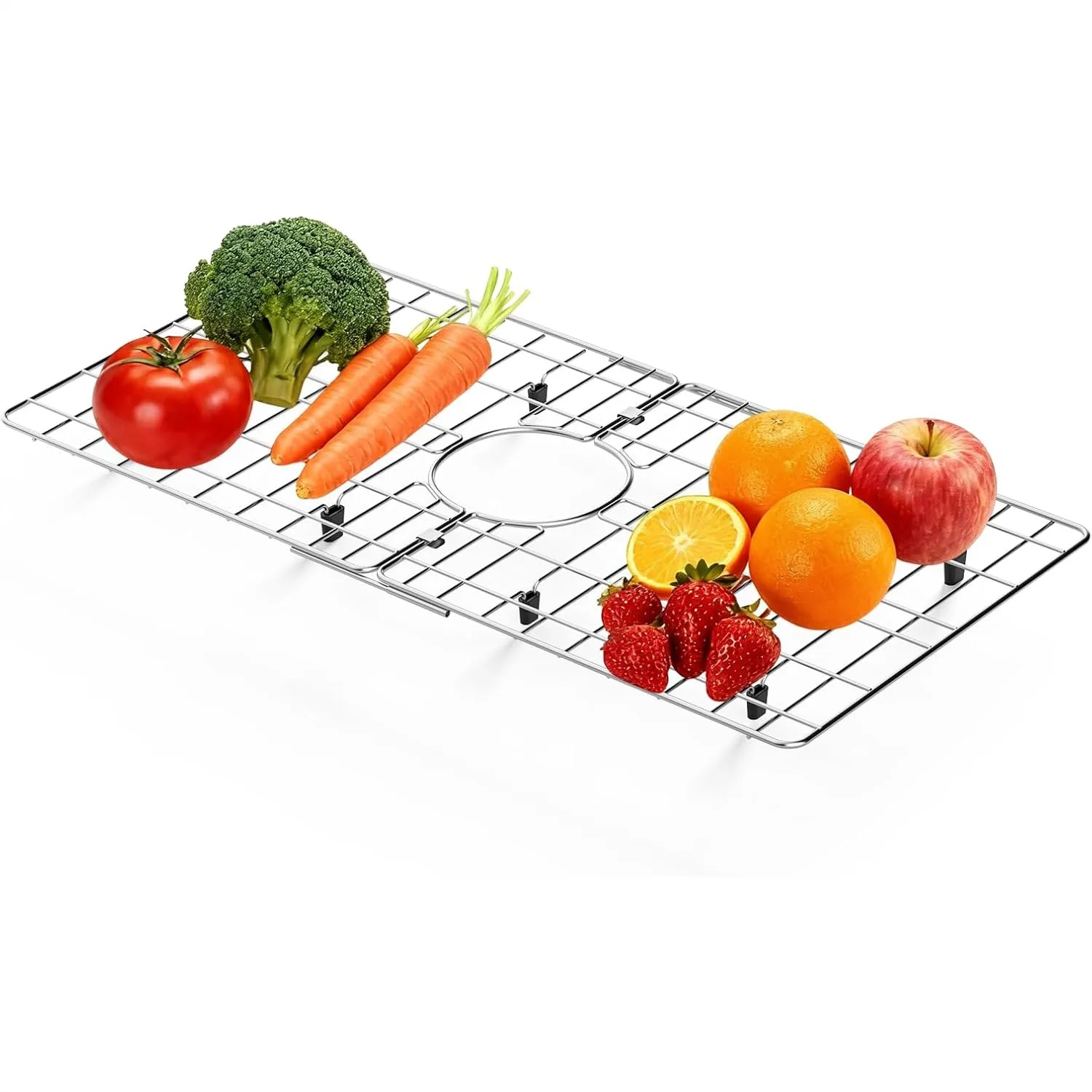 

Защитная решетка для кухонной мойки из нержавеющей стали 24 x 12 дюймов, большая, для дна раковины с центральным сливом, сверхпрочная, устойчивая к ржавчине