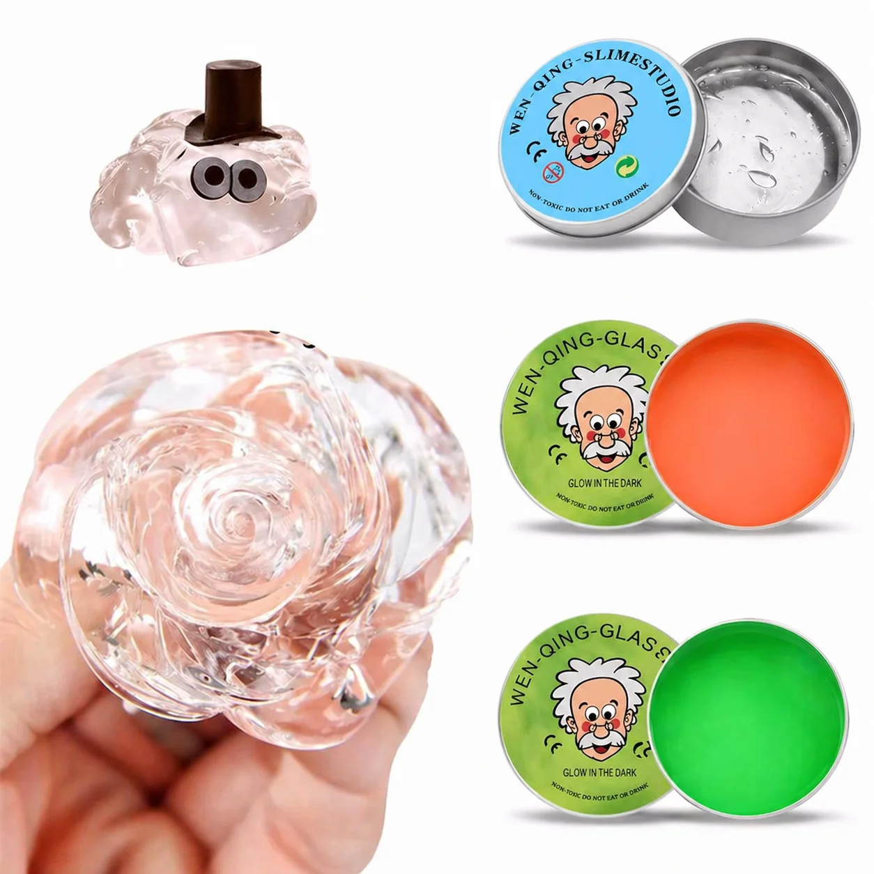 1 Pack Lab Putty Crystal Clear Glass Best Thinking Smart Crazy Stress Putty with Tin, Sensory & Bouncing Toy Children Gifts
