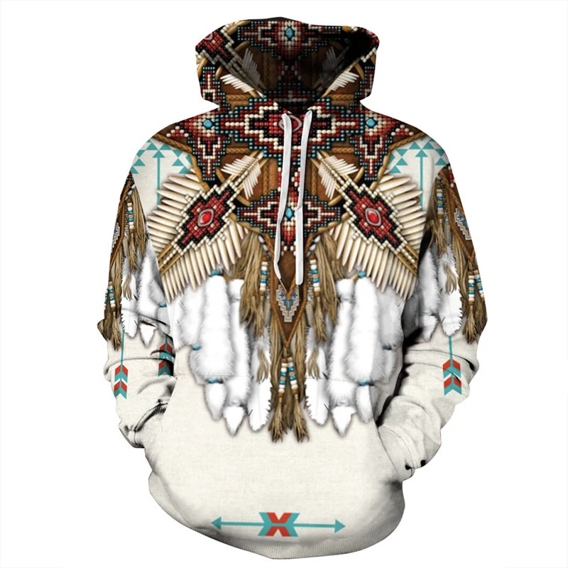 Indian Bohemian European and American Fashion Lovers  Hoodie Men's Loose Large Size 3D Printed Men's Hoodie Goes With Everything