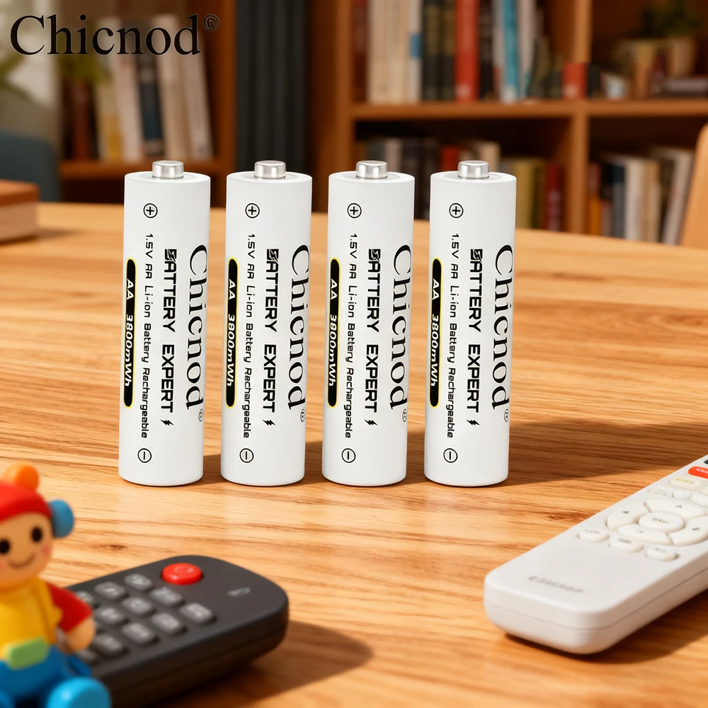 CHICNOD 2-20 قطعة بطارية ليثيوم قابلة للشحن لبطارية ليثيوم أيون 1.5 فولت AA 3800mWh لمروحة بطاريات الماوس اللاسلكية للتحكم عن بعد #3