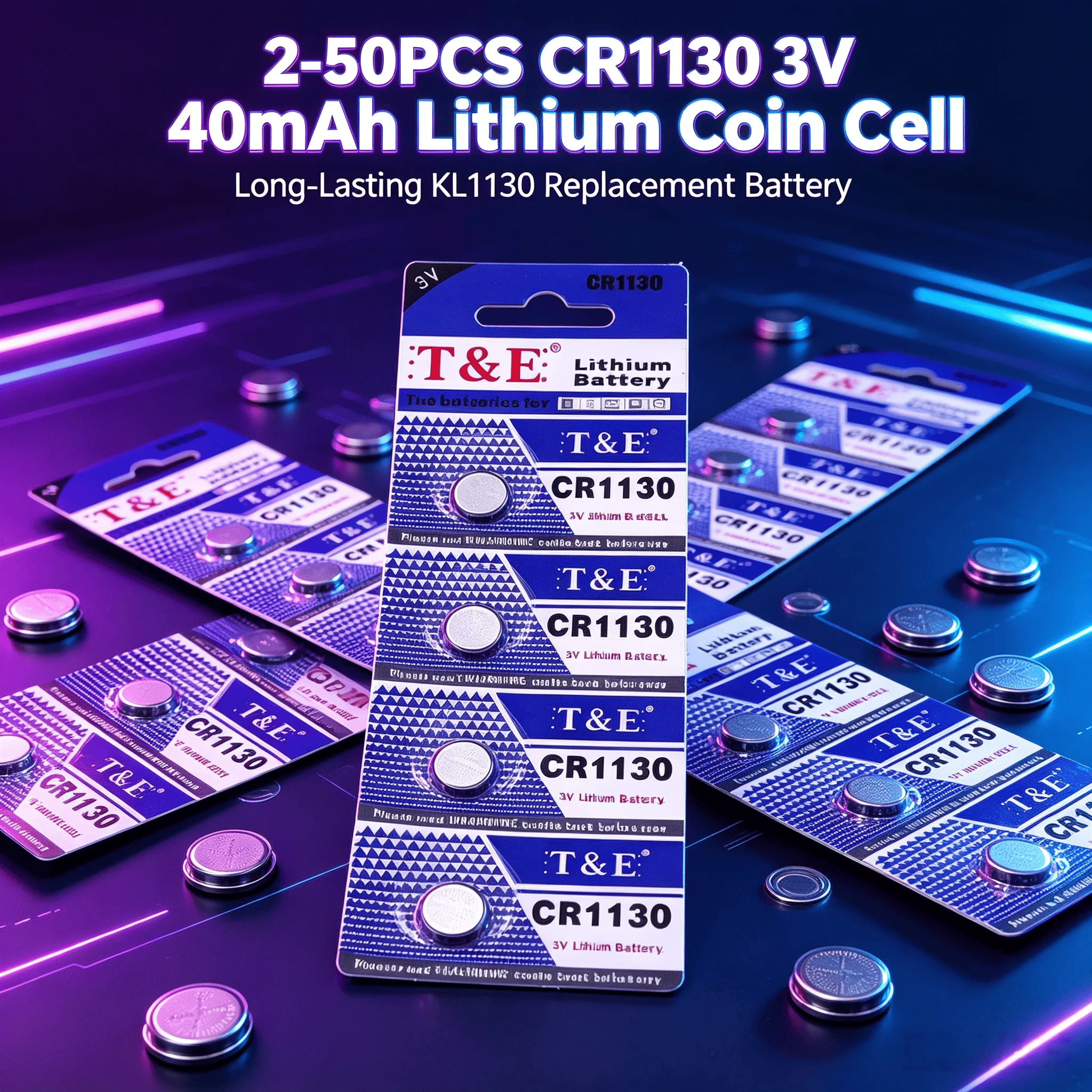 2‑50PCS CR1130 3V 40mAh Long‑Lasting Lithium Coin Cell KL1130 Replacement Battery For Watches Small Electronic Devices