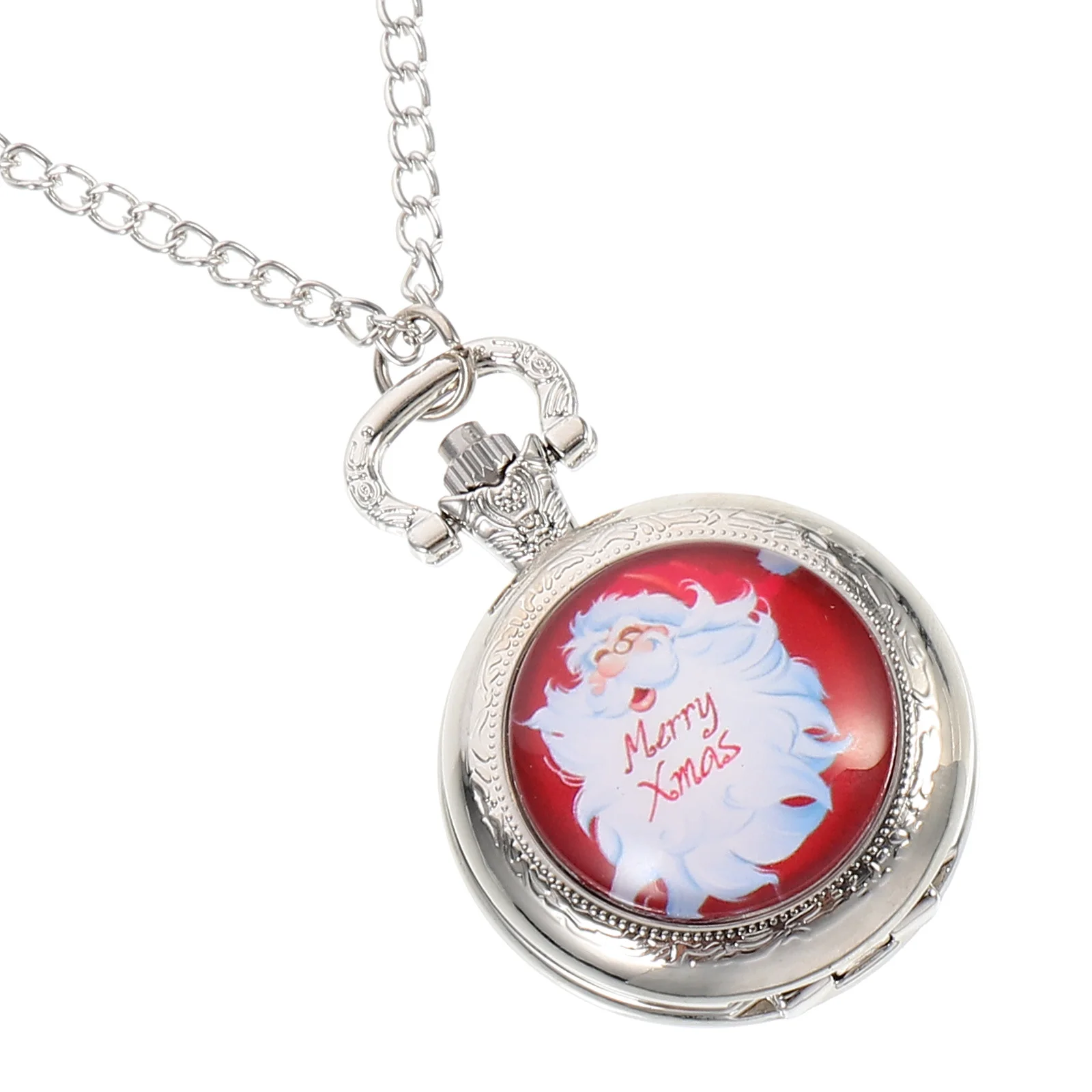 

Vintage Pocket Watch Durable Hanging Retro Santa Pattern Mechanical Movement Decorative Xmas