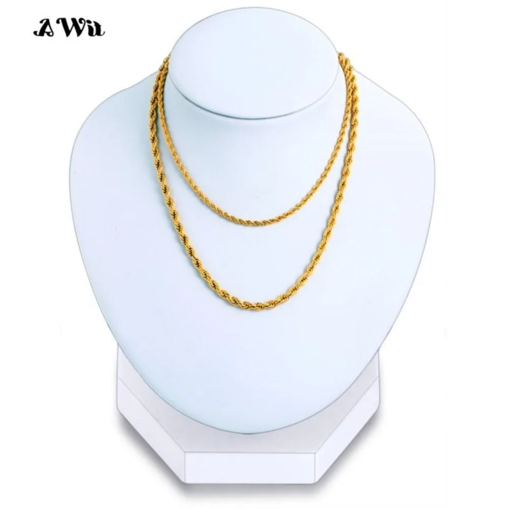 AWit 2022 Fashion Rope Chain Necklace Men Temperament 3mm Width Stainless Steel Chain Necklace For Men Jewelry Gift