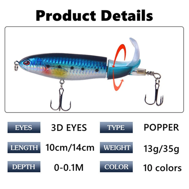 1Pcs Trolling Fishing Lures Propeller Wobblers Plastic Hard Baits 10cm/13g 14cm/35g Artificial Floating Swimbait Fishing Tackle