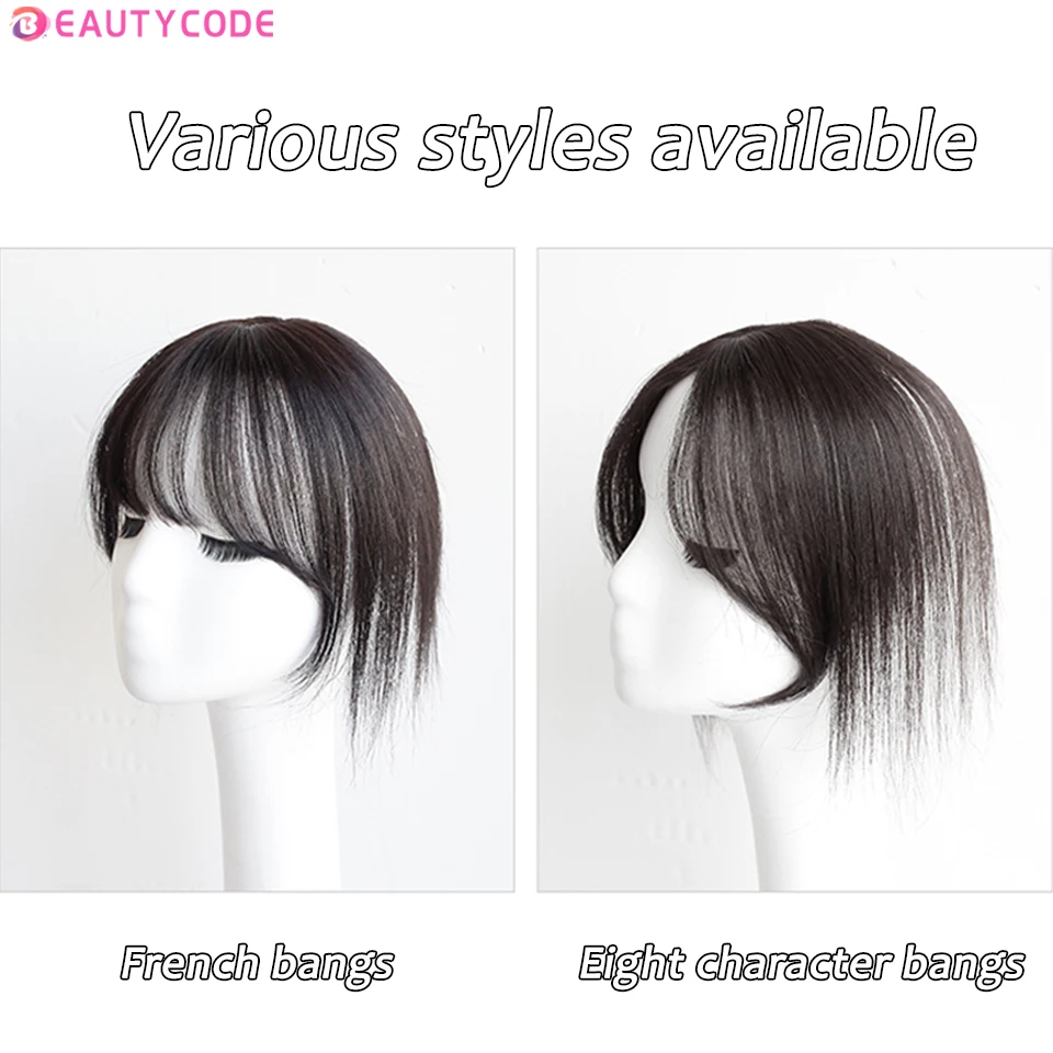 BeautyEnter Synthetic hair Bangs Hair Extension Fake Fringe hair clip on bangs Light Brown HighTemperature wigs