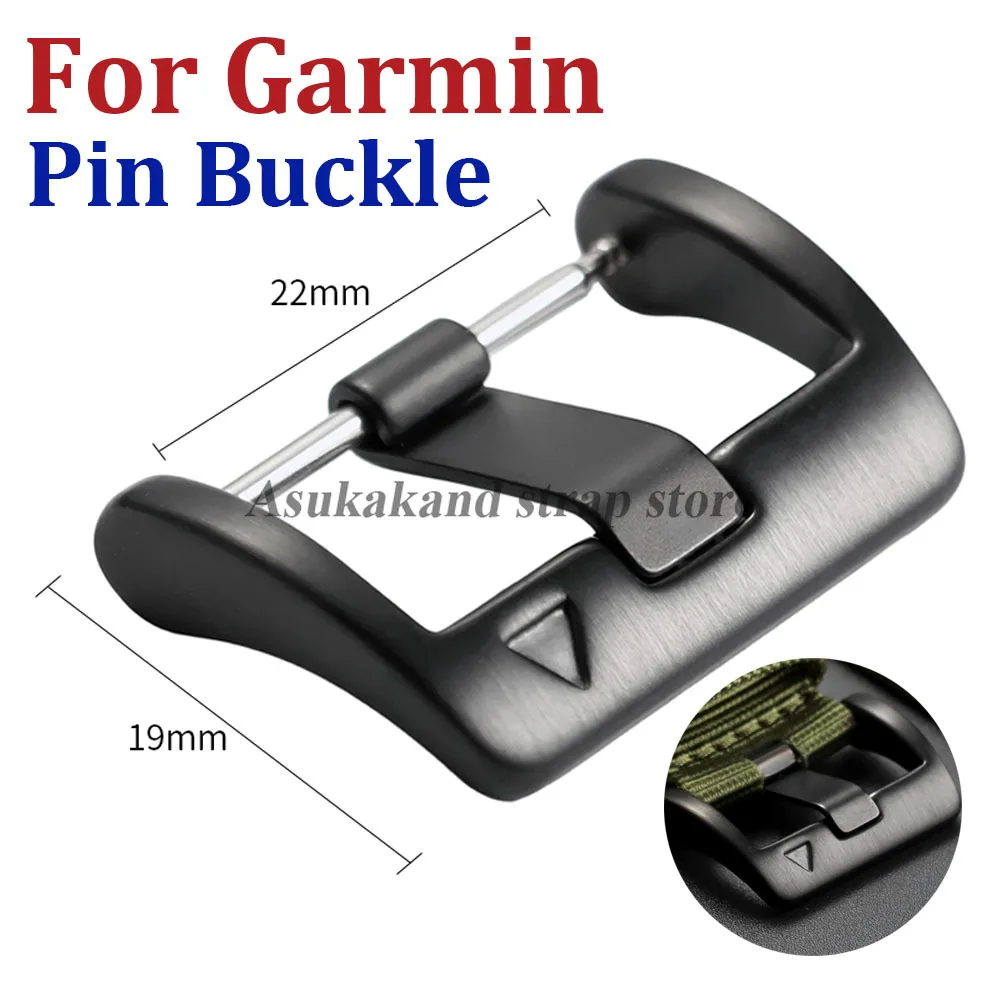 ブラックステンレス鋼時計バックル 22 ミリメートルガーミンナイロンシリコーン革時計ストラップ金属ボタン交換時計アクセサリー