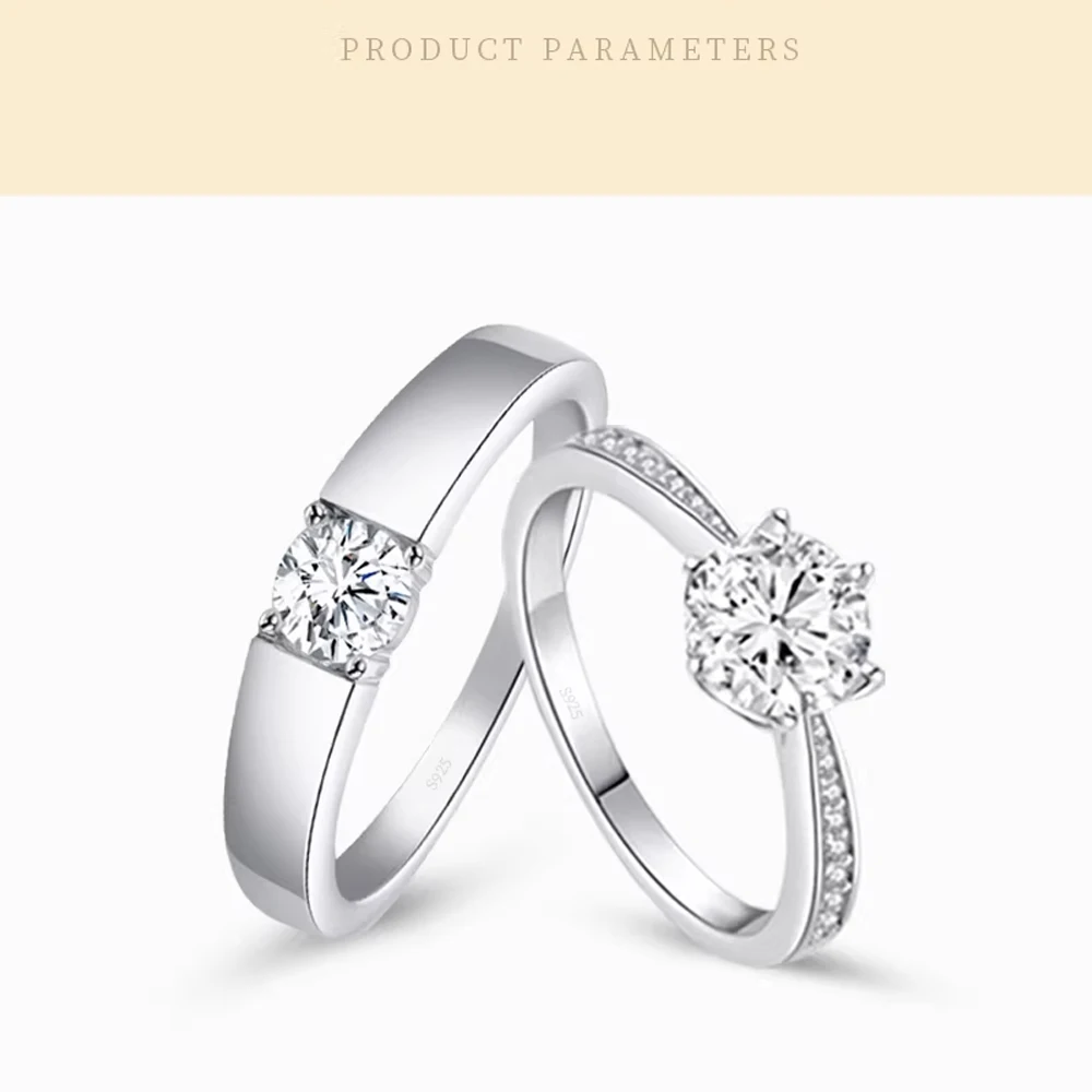 

Seasons of Shine Sterling Silver 1CT 6.5MM F Color Moissanite Lab Created Diamond Proposals Engagement Wedding Ring for Women