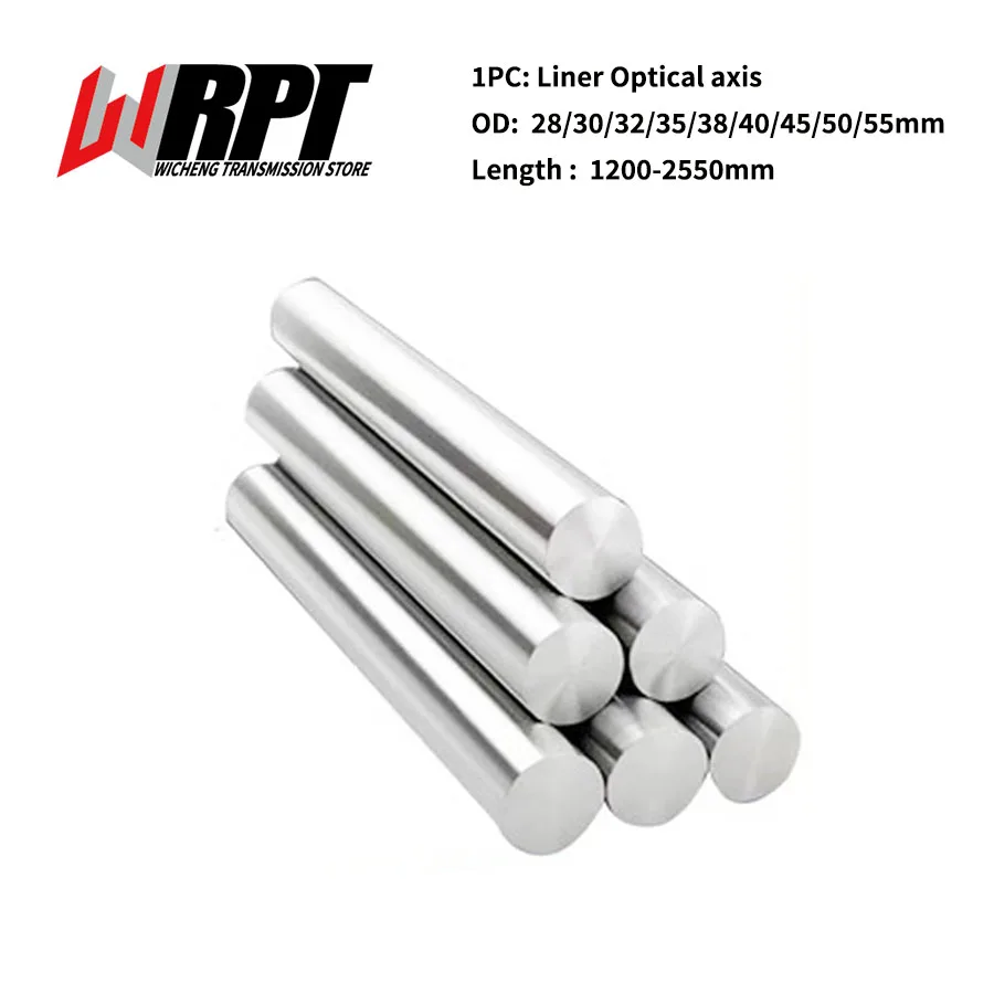 

1PC Optical Axis OD 28/30/32/35/40/45/50/55mm Linear Shaft Cylinder Rail Chrome Plated Round Rod For CNC Parts 1200-2550mm