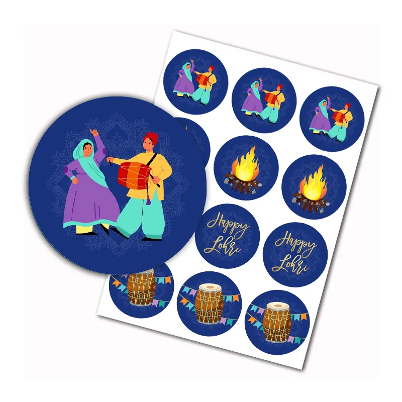 Happy Lohri Stickers Lohri Birthday Lohri Party Decor Diwali supplies