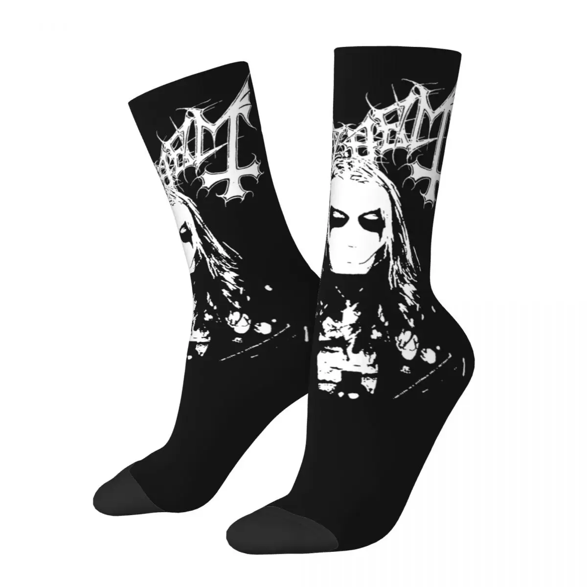 Autumn Winter Crazy Design Men's Women's Mayhem Death Metal Socks Music Band Non-slip Basketball Socks