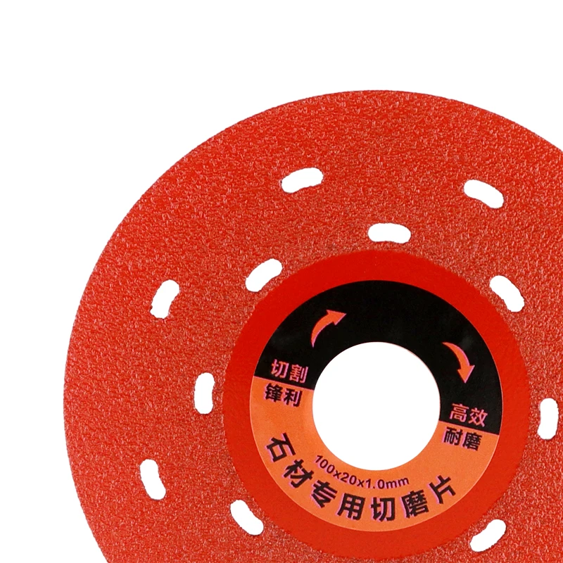 Lama per sega per taglio e molatura con sabbia diamantata 1PC Dissipazione del calore multi-foro Lama per taglio e molatura con piastra di roccia multi-foro rossa