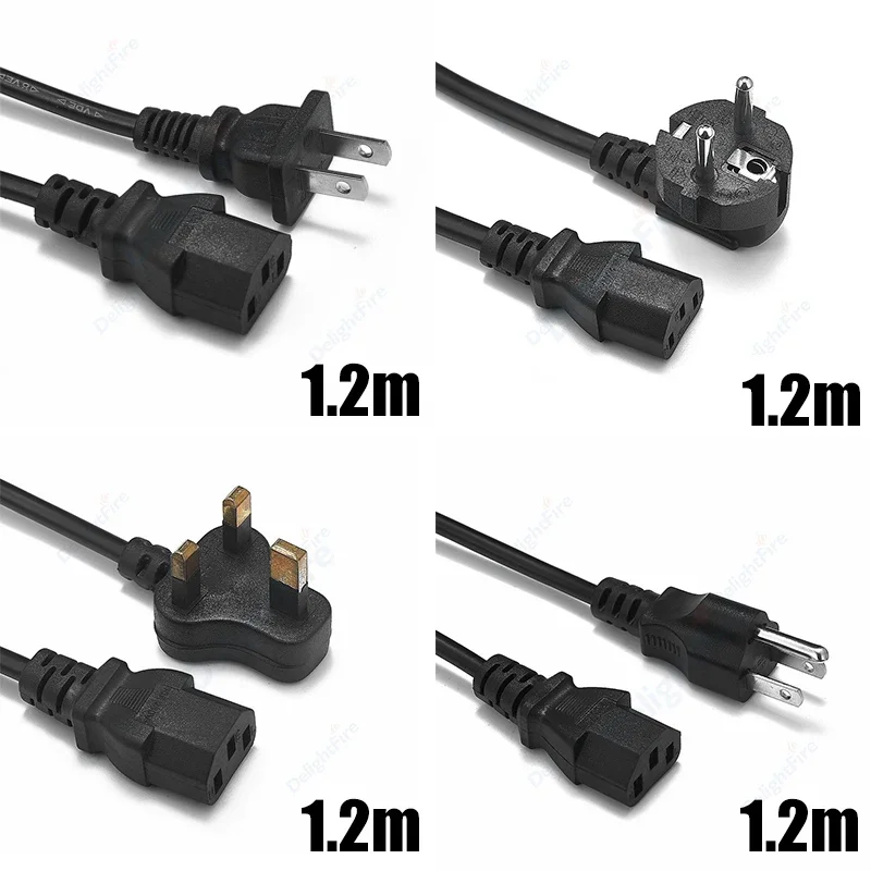 IEC C13 Socket Power Cable Schuko EU UK US Plug Extension Cord Power Supply Cable For Computer PC Dell Monitor TV HP Printer