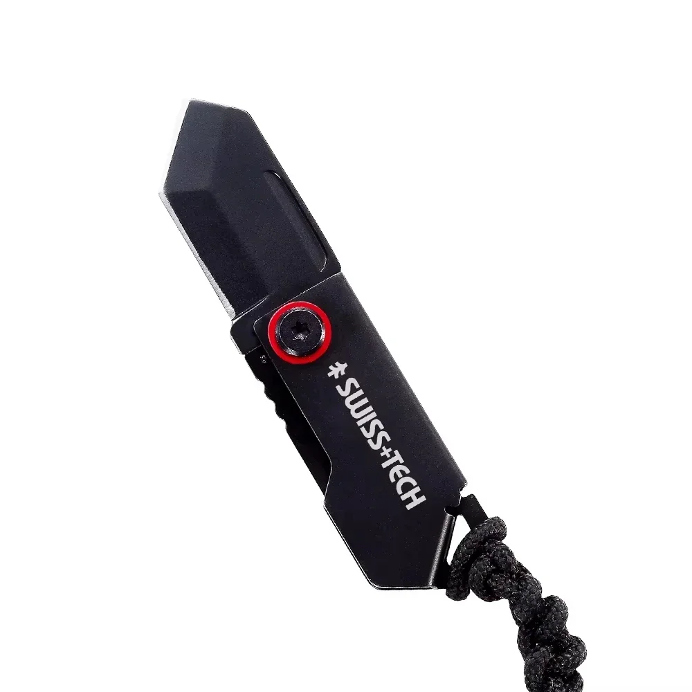 SWISS TECH Mini Zakmes Opvouwbaar Sleutelhanger Uitpakmes Outdoor EDC Messen Utility Box Cutter met Draagbaar Touwkoord