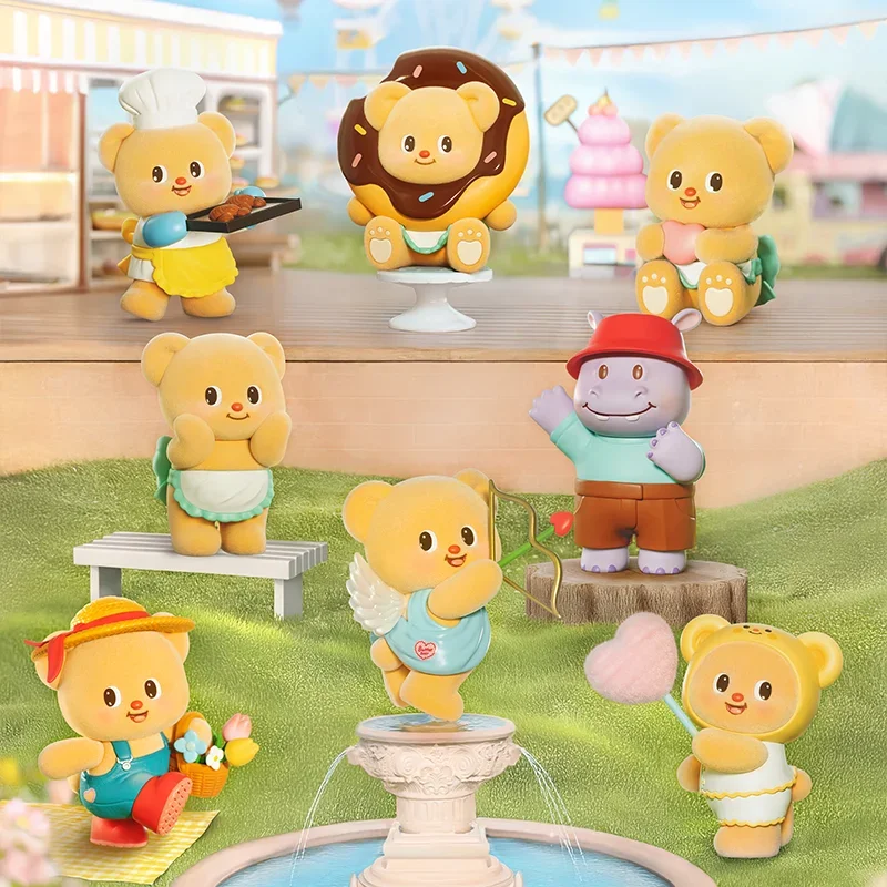 Butter Bear Series Flocking ตุ๊กตากล่องตาบอดคอลเลกชันเครื่องประดับวันหยุดของขวัญ Action Figure ของเล่น