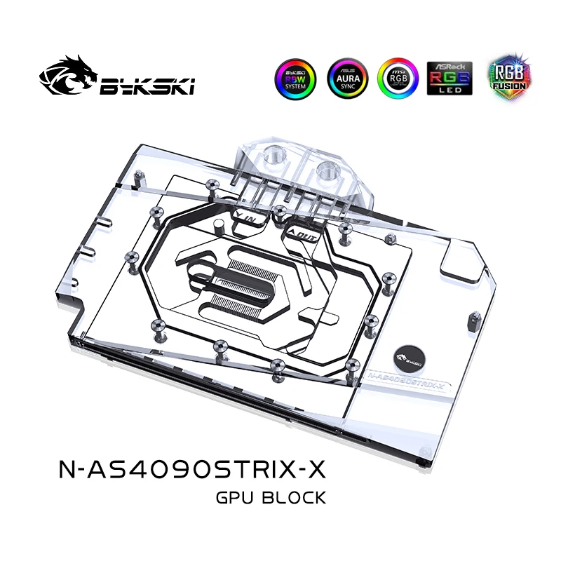 Imagem -03 - Bykski Bloco de Água para Asus Rog Strix Touf Gaming Geforce Rtx 4090 Placa Gpu Radiador de Resfriamento de Cobre Rgb Aura N-as4090strix-x