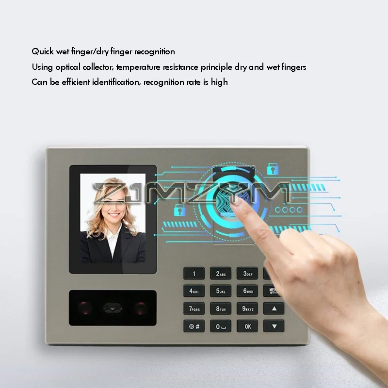 Intelligent Face Biometric Fingerprint Password Employee Attendance Machine Checking-in Recorder Dual-Camera Fast to Identify