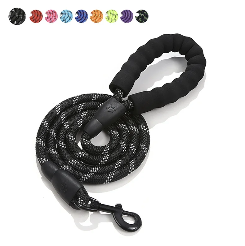 Dog Leash 1.5m Large Dog Reflective Rope Walking Big Dog Collar Strengthen Traction Harness Round Nylon Medium Dog Lead Belt