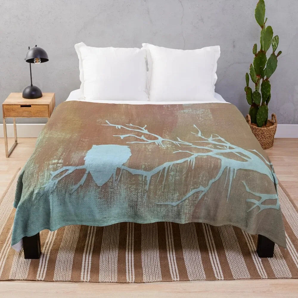 

Owl sitting on a branch Throw Blanket Bed Fashionable Soft Plush Plaid blankets ands Summer Beddings Blankets