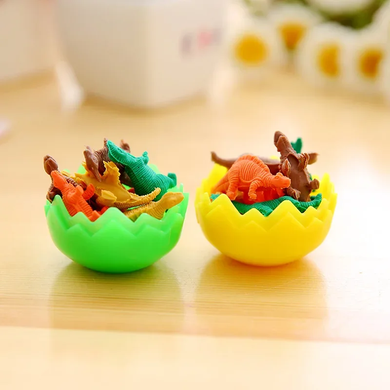 12Pcs Wholesale Cartoon Mini Dinosaur Egg Eraser, Creative Student Stationery School Supplies