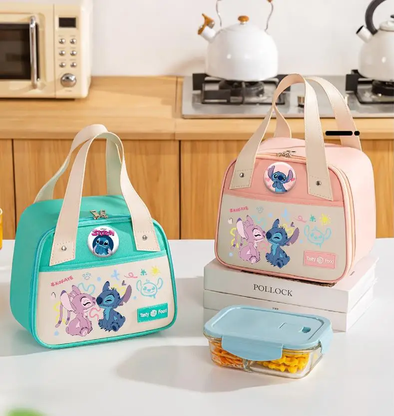 Fiambrera de punto de Disney, bolsa de almuerzo aislante gruesa de tres capas con dibujos animados para niños, bolsa de almacenamiento de platos de