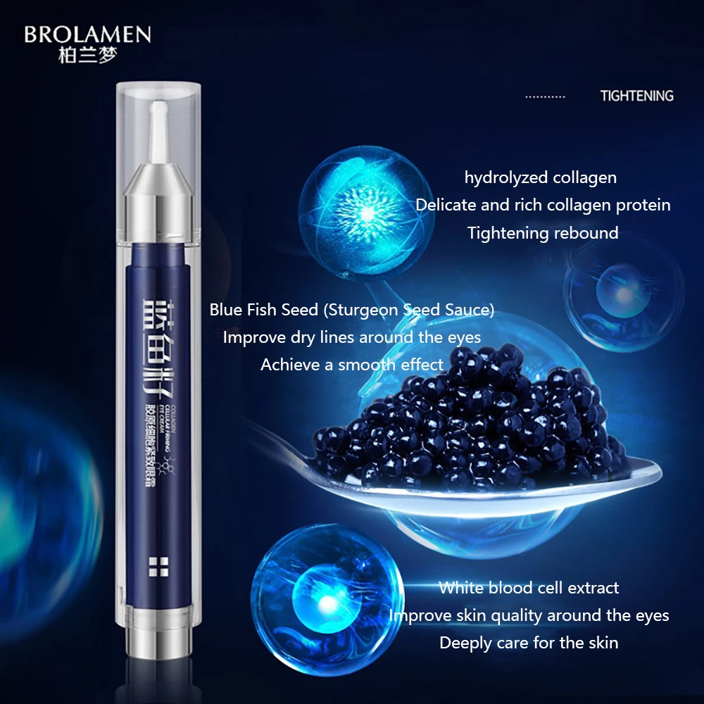 

Blue Fish Seed Collagen Cell Tightening Eye Cream против старения, уменьшение темных кругов под глазами, мешок под глазами, отеков, уход за глазами, крем для глаз