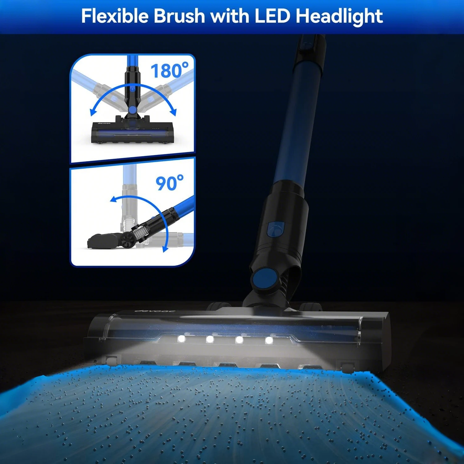 Devoac V50 Cordless Vacuum Cleaner, Lightweight Vacuum Cleaner with Rechargeable Battery, Convenient 6 in 1 Stick Vacuum Cleaner