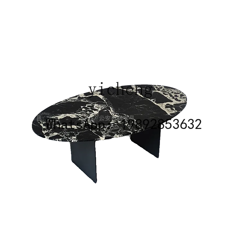 

Light Luxury High-Grade Black Oval Marble Coffee Table Living Room Sofa Coffee Table Designer