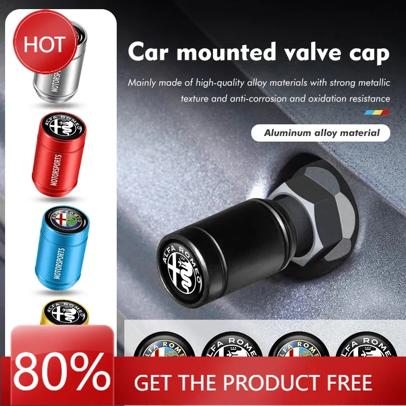 Hub Caps 4Pcs For Alfa Romeo Car Wheel Tire Valve Cap Protection Cover Auto Accessories Giulietta GT 159 147 156 Mito Brera Giul