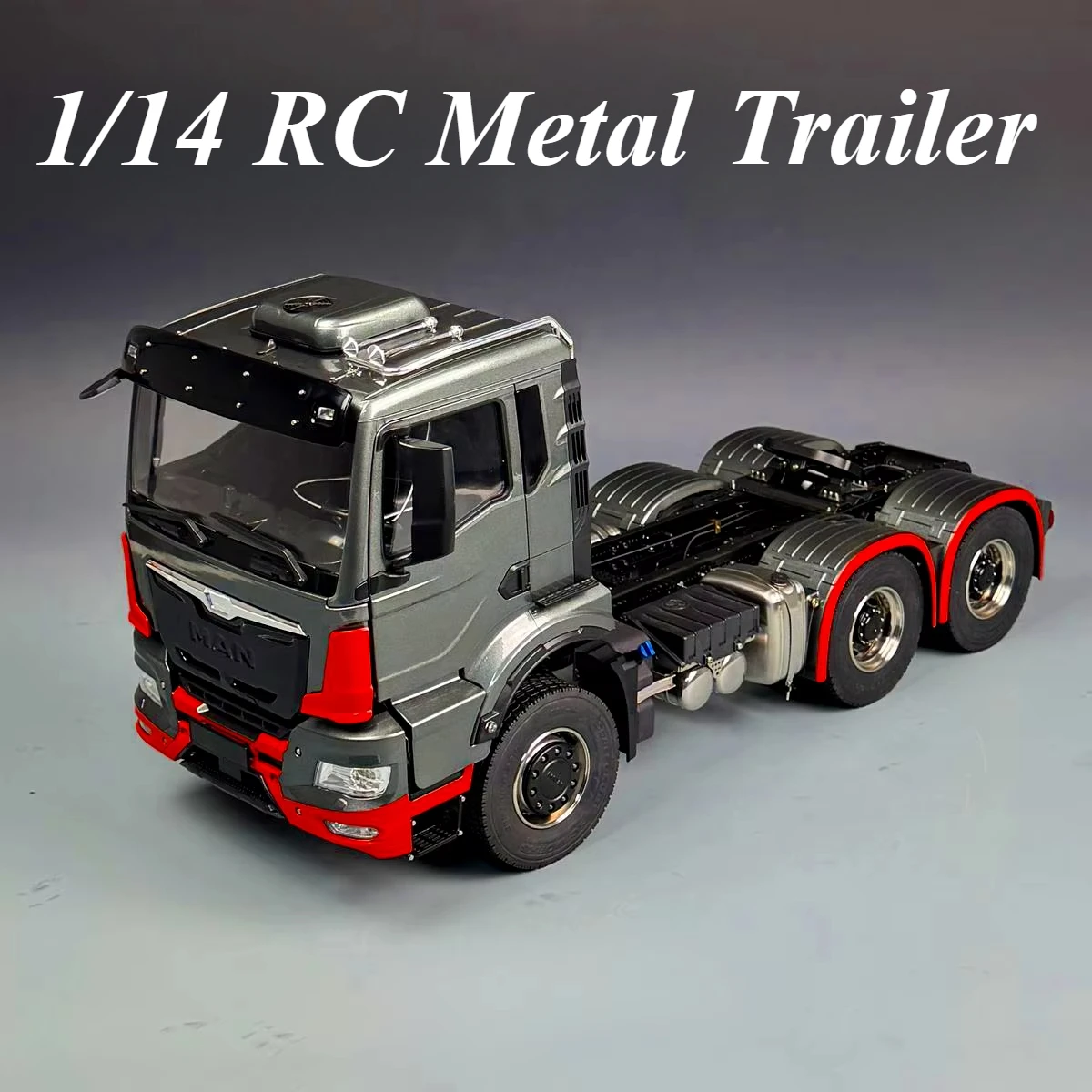 RC Metal Trailer 1/14  6x6 RTR Truck Model Cab with Open Door Metal Chassis 3-speed Gearbox Remote Control Tractor Model Toy