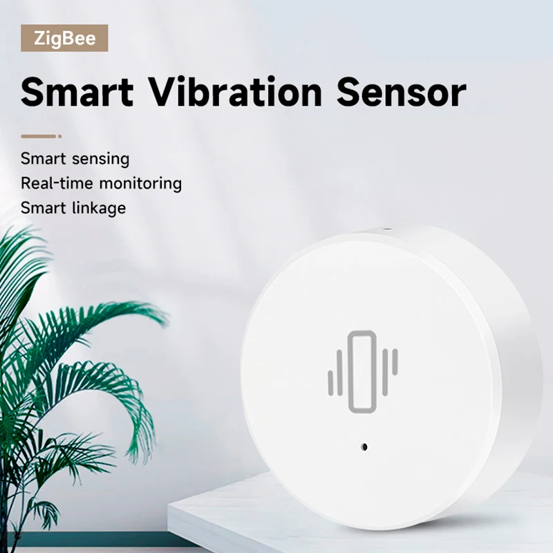 

Tuya Smart Home Vibration Sensor ZigBee Tuya Zigbee Vibration Sensor App Control Home Security Motion Sensor Motion ShockAlarm