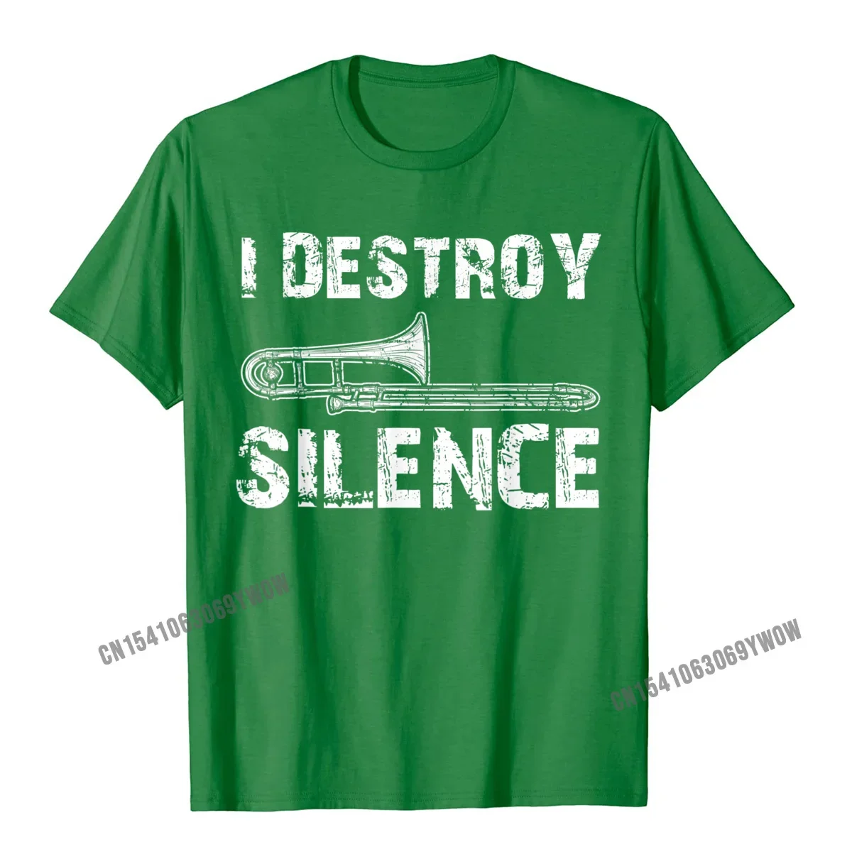 I Destroy Silence Funny Trombone Marching Band T-Shirt Camisas Men Tops & Tees New Design Design Cotton Men's T Shirt Normal