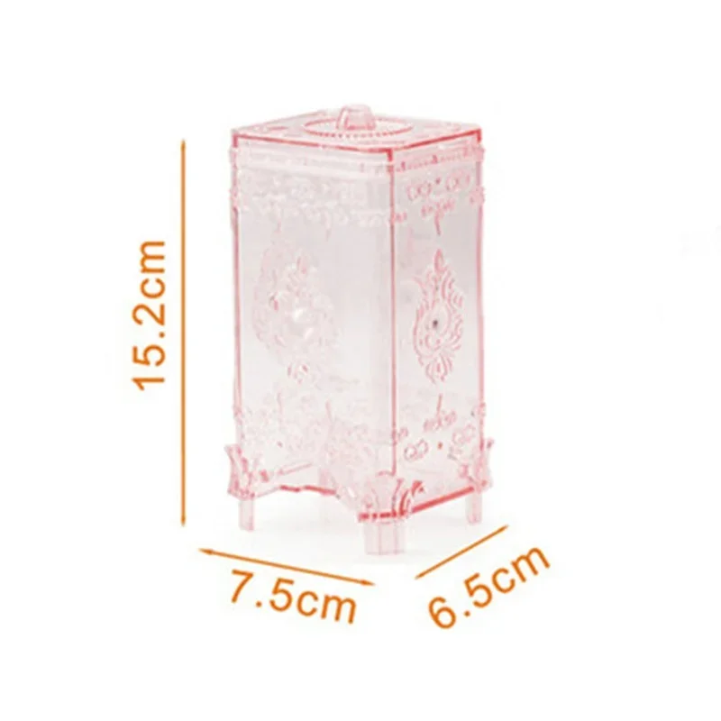 1pcs Desktop Cotton Pad Storage Box Plastic Transparent  Creative European Cosmetics