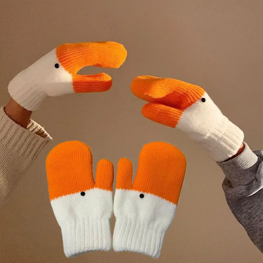 Big Goose Shape Mitten Gloves to Keep Warm with Thickened Fleece Women's Gloves Cold Protection Finger-separated Gloves