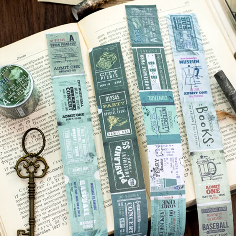 Mr. Paper Sketch Text Masking Tape 1 roll Circular Receipt Film Coffee Ticket Root Tape Handbook Record Life Decoration Gifts