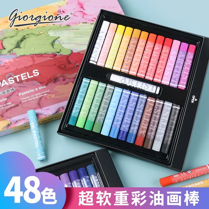 12 ~ 48 Kleuren Zachte Oliepastels Verfset, Professionele Schilderkunst Graffiti Macaron Kunstkleurpotloden Wasbare Ronde Kunstbenodigdheden