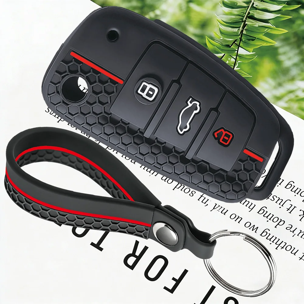 Silicone Key Case Cover Shell for Audi A4 B7 A6 C6 4f 8v A3 8p A1 A3 Accessories Auto Remote Key Holder 3 Button Jacket