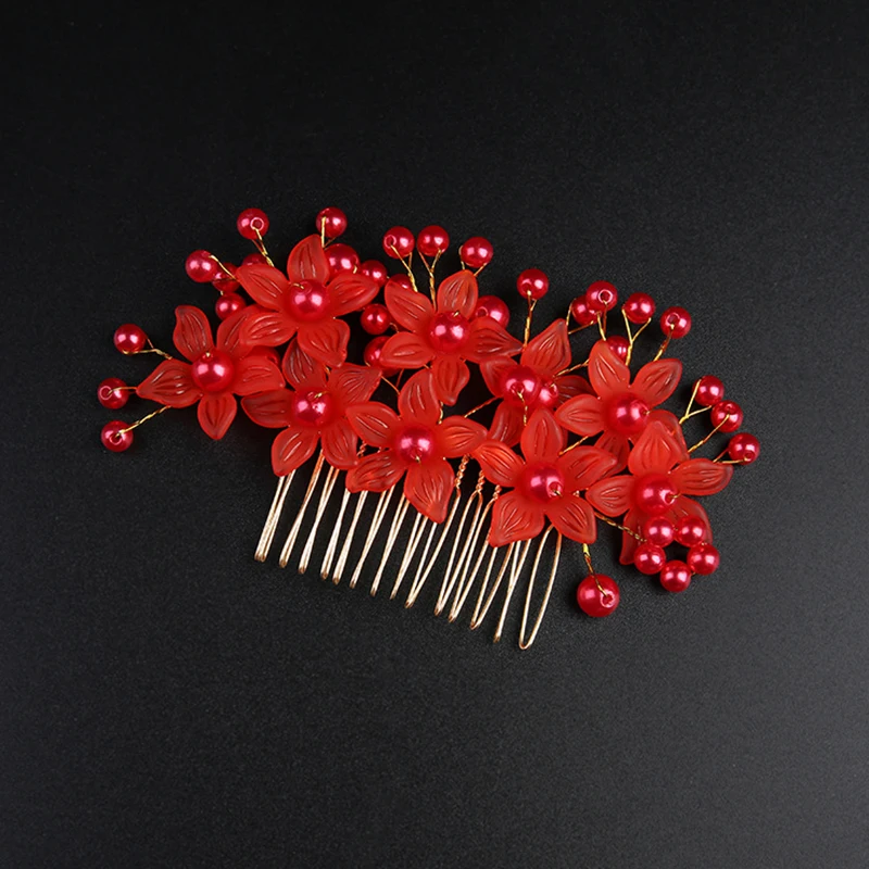Silver Color Bridal Hair Comb Headdress White Pearl Head Flower Simple Lnsert Combs For Women Tiaras Bride Wedding Accessories