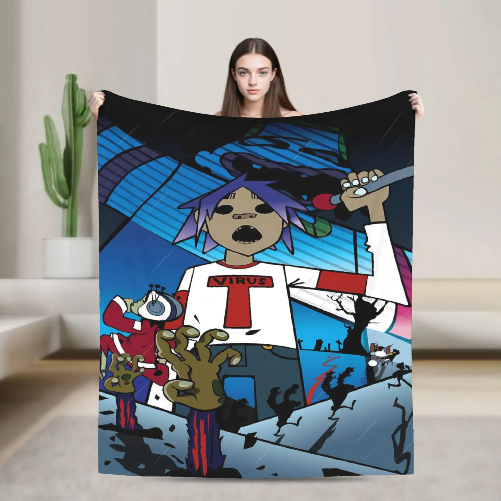 

Gorillazs Flannel Blankets Autumn Band Rock Super Soft Throw Blanket for Child Bedroom Fashion Bedspread Sofa Bed Cover