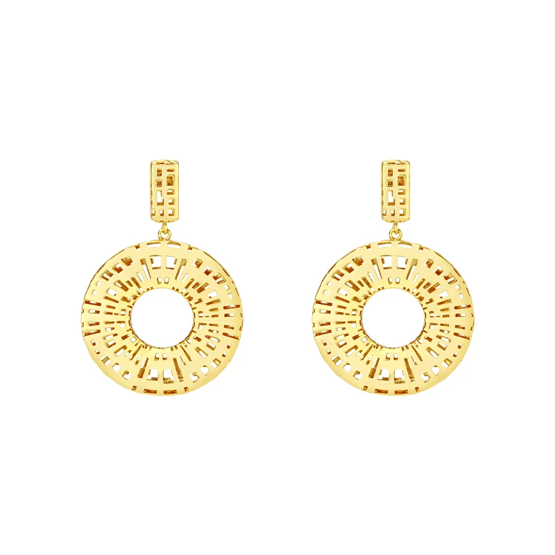 

IVOG Hollow Design Earrings For Women Golden Circle Pendant Earrings Fashion Jewelry Party Oorbellen