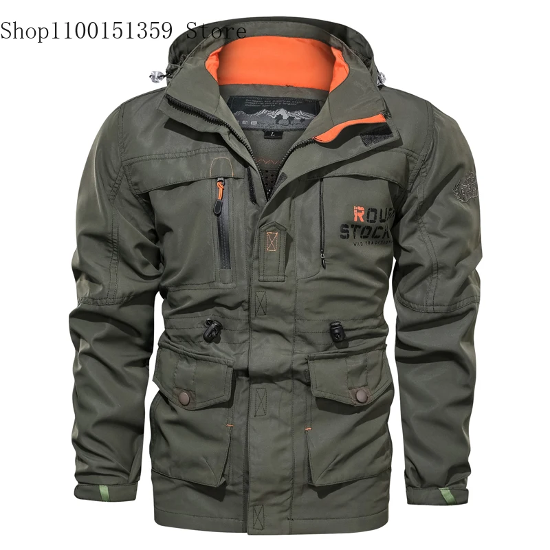 2024 Spring Autumn Men\'s Outdoor Sports Camping Hunting Windproof Jacket Hooded Waterproof US Tactical Fishing Climb Jacket