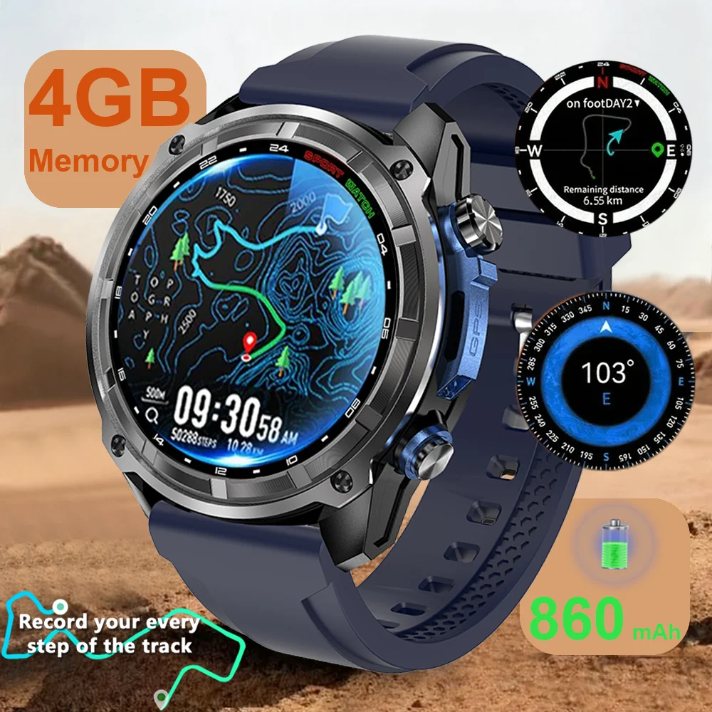 

2025 Новые GPS Смарт-часы Offline Maps 4 ГБ Память Видеоплеер 860 мАч Военные Спортивные Смарт-часы Мужские Водонепроницаемые Смарт-часы для плавания