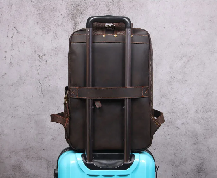 Retro Casual Crazy Horse skórzany męski plecak 15.6 Cal torba na laptopa tornister plecaki podróżne pierwsza warstwa skóry wołowej 2024 nowość