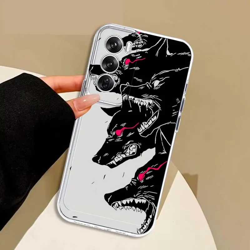 Evil Wolf Anime Art Phone Case For OPPO A11 A16 A55 A56 A57 A72 A52 A73 A74 A54 A76 A78 Find X5 X6 X7 Ultra Pro 5G Transparent view 2