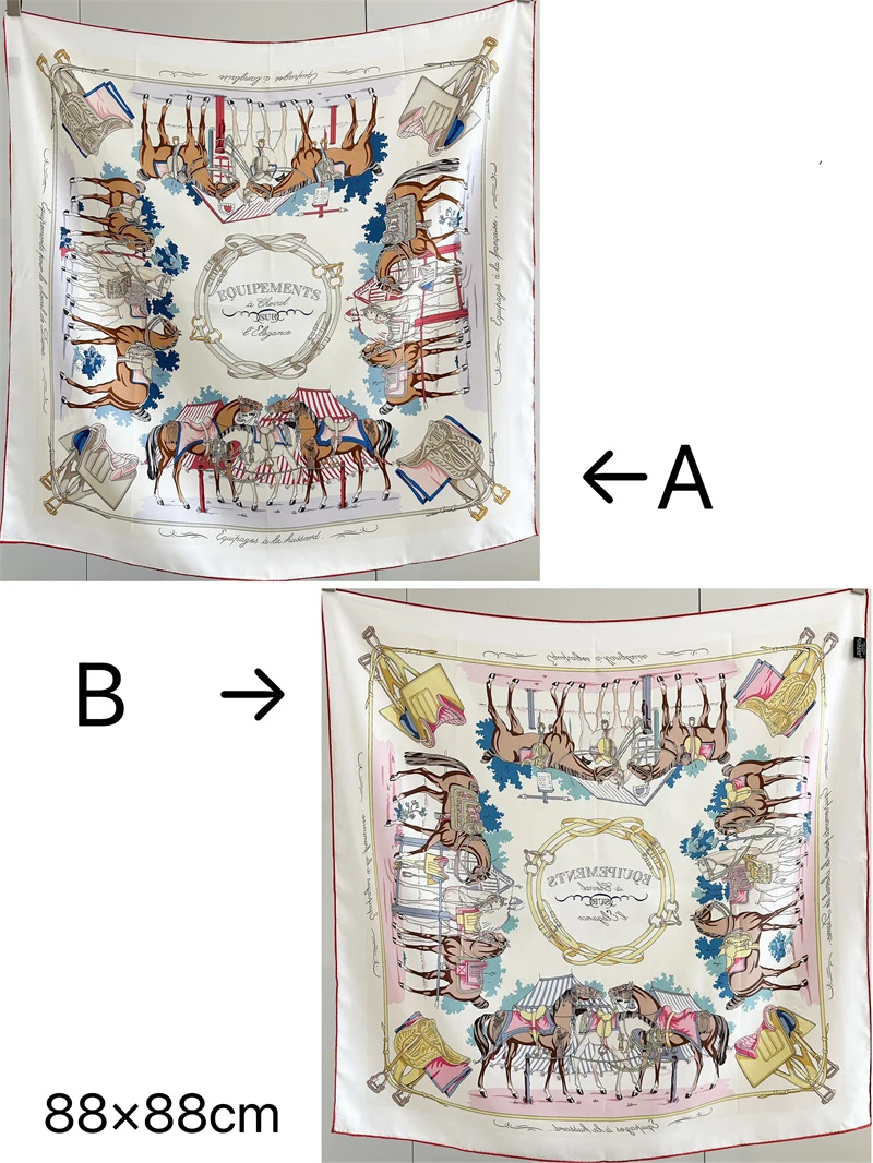 

Double Printed Twill Silk Scarf 90CM Hand Rolled Edges Scarves Square Bandanas Women Foulards Femme Head Neck Hijab 90CM