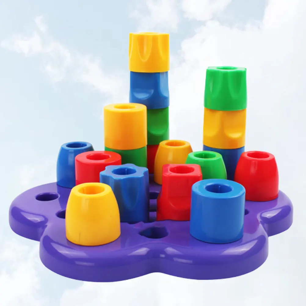 1pc Rainbow Stacking Colored Shape Sorting Blocks Early Learning Game For Toddlers Skill Development Building Blocks Educational