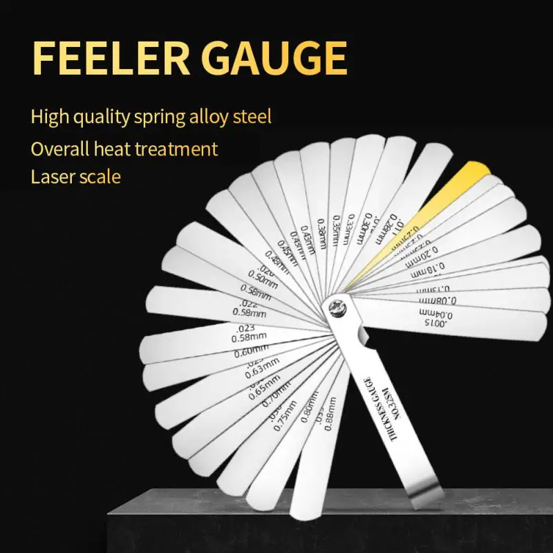 Tools 32 Blades Metric Feeler Gauge 0.04-0.88mm Thickness Gages Gap Filler Feeler Gauges Woodworking Measuring Tools