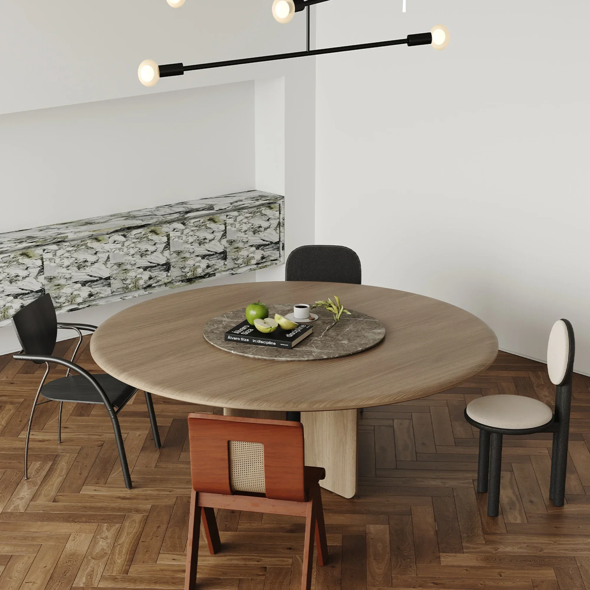 

Minimalist Stone Plate Dining Table Retro High-End Designer