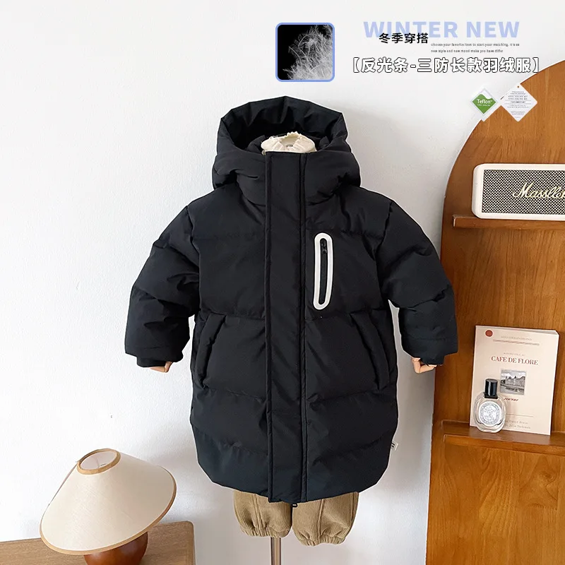 2025 Winter New Children's Clothing Versatile Mid-Length Down Jacket for Boys and Girls Warm Coat