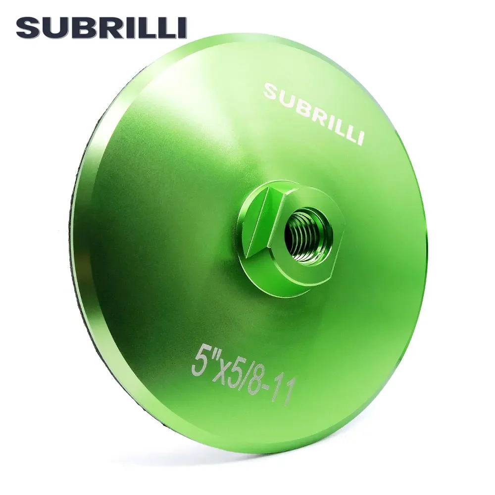 SUBRILLI-almohadilla de respaldo de gancho y bucle de 5 "con respaldo de aluminio rígido para almohadillas de pulido de 125mm, soporte de disco de eje de latón de 5/8" 11